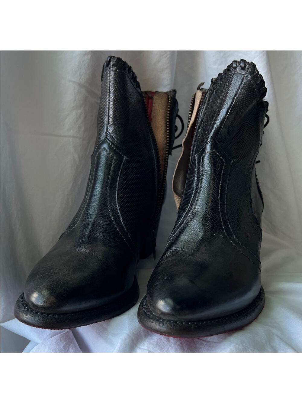 NWOB BED|STU Bia Black Leather Ankle Boots Size 9.5
